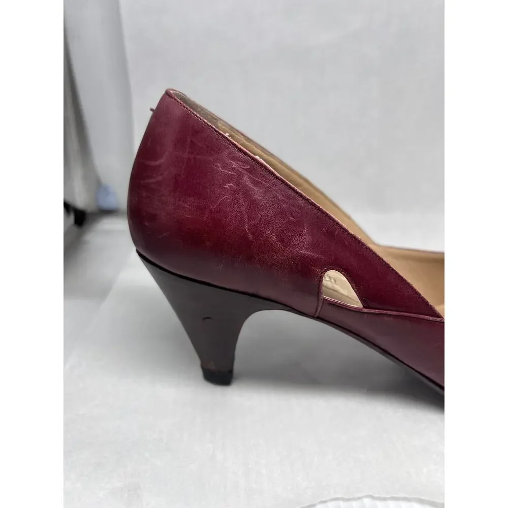 Wine Colored Peep Toe Italian Leather Pumps Nordstrom Brand Size 7